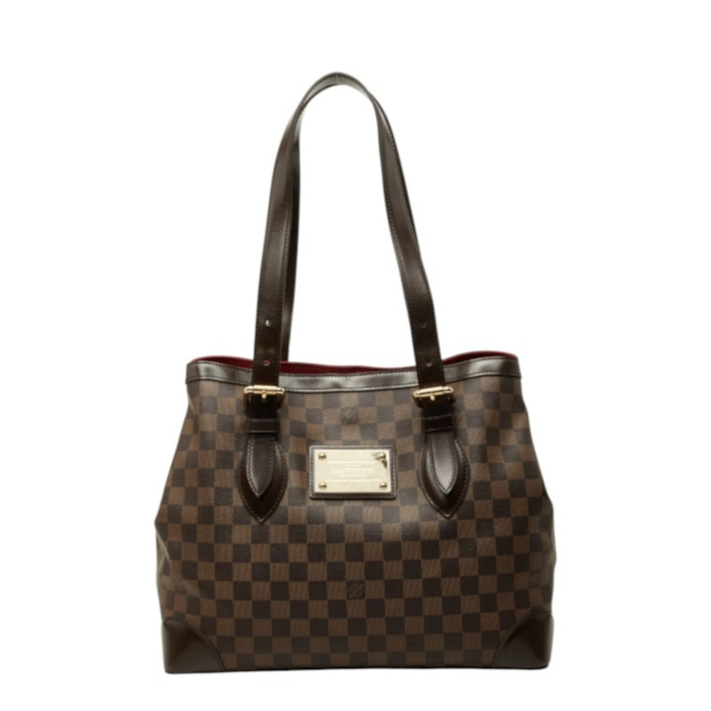 Louis Vuitton Damier Ebene Hampstead MM Handbag Tote Bag N51204 Brown Leather...